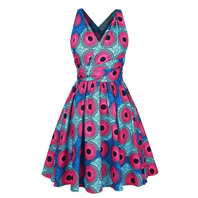 2020 New Floral National Print African Dresses For Women Evening Party Pleated  Noble Dashiki Bazin African Clothes Riche Female