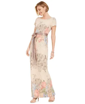 Adrianna Papell Women's Short Sleeve Floral Column Dress