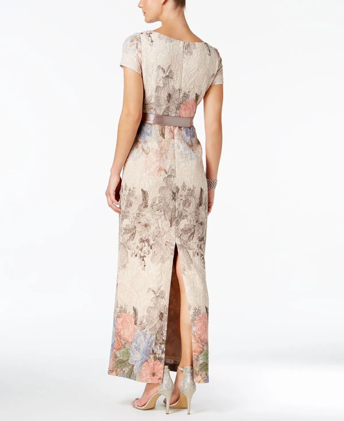 Adrianna Papell Women's Short Sleeve Floral Column Dress