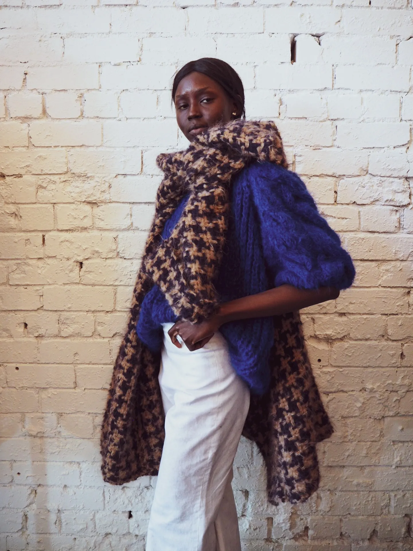 Amano hand knit alpaca cable sleeve sweater