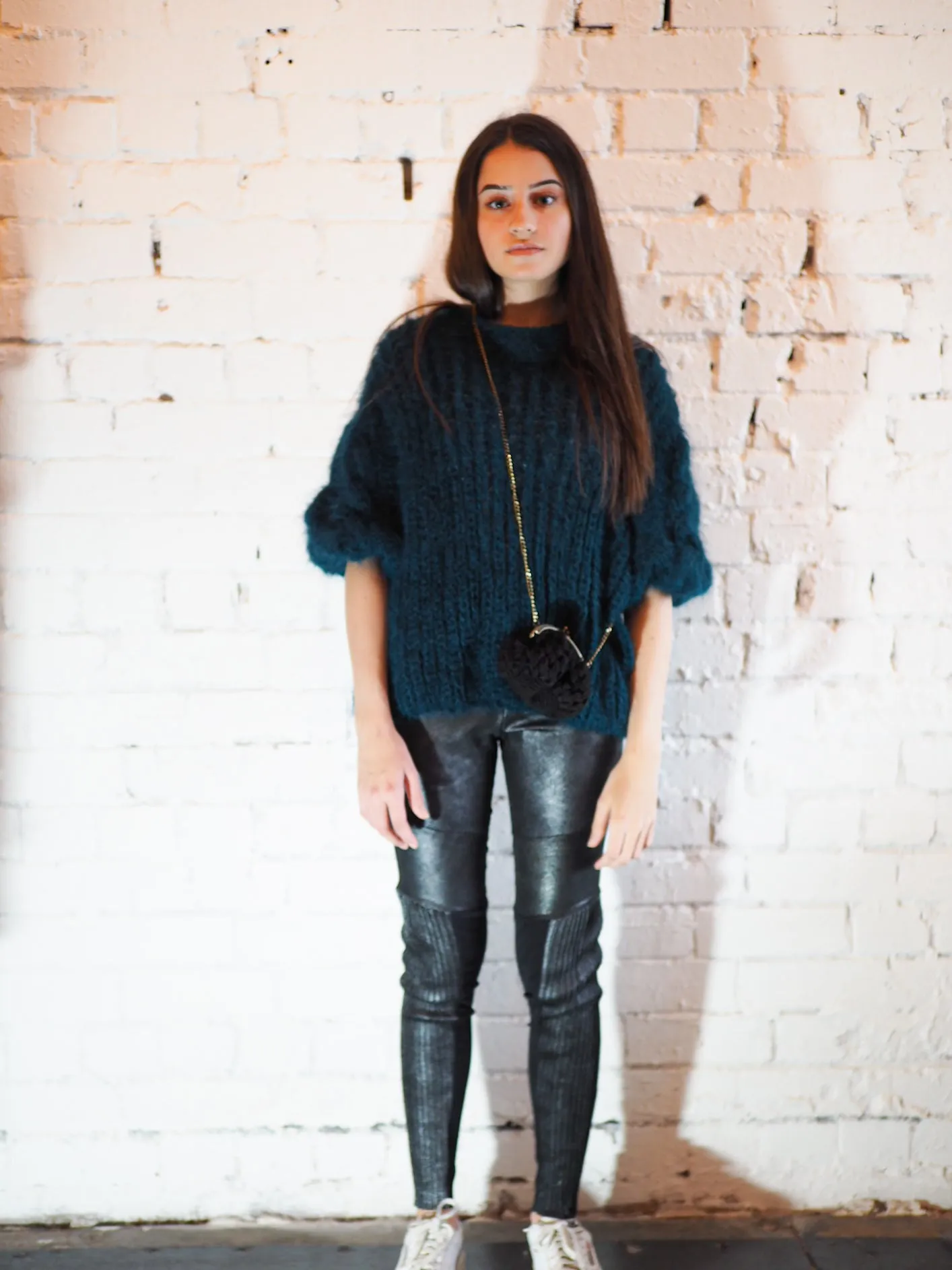 Amano hand knit alpaca cable sleeve sweater