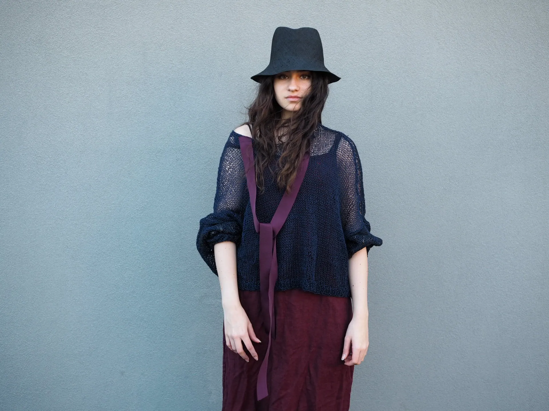 Amano handknit linen batwing sweater