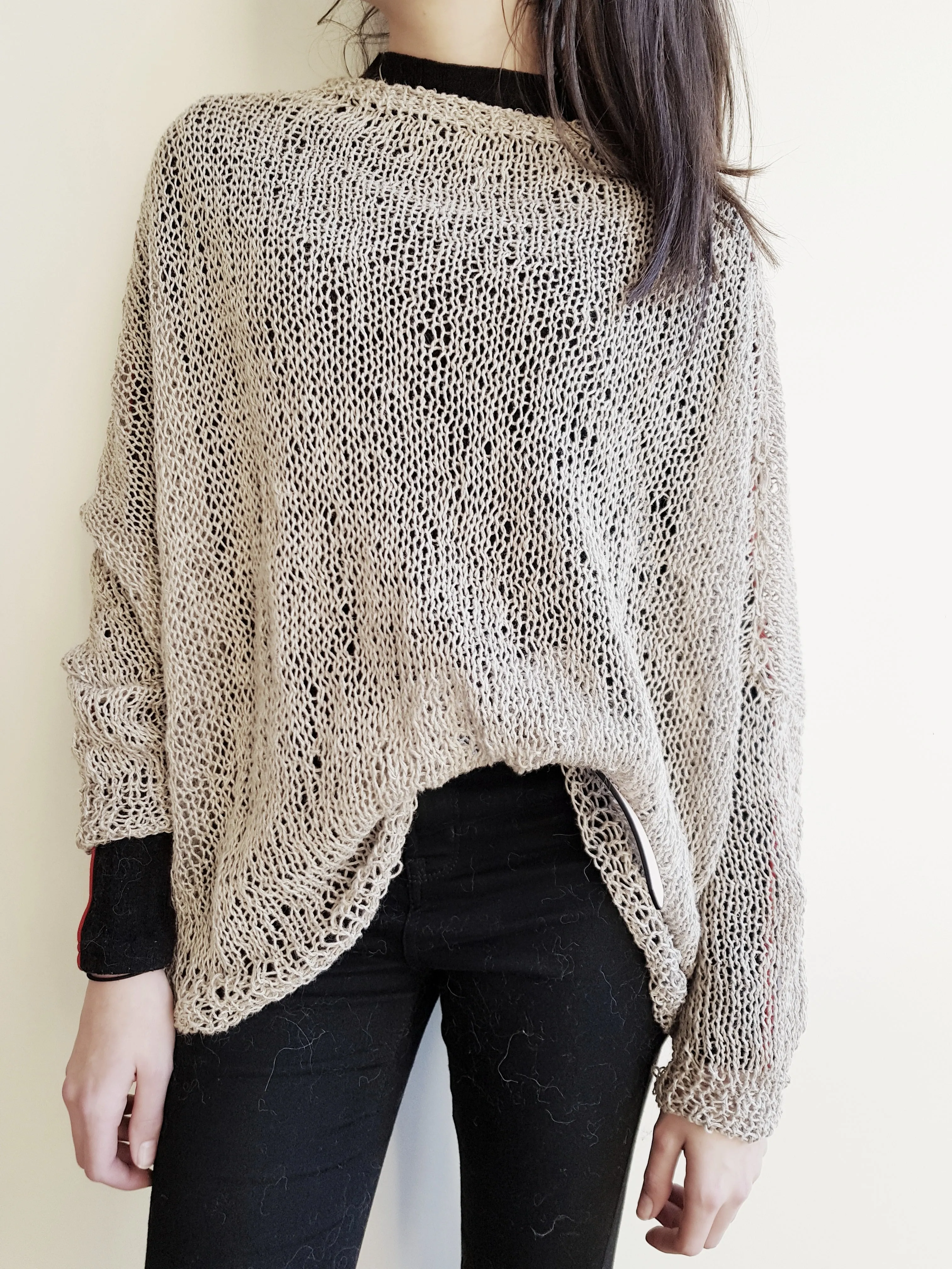 Amano handknit linen batwing sweater