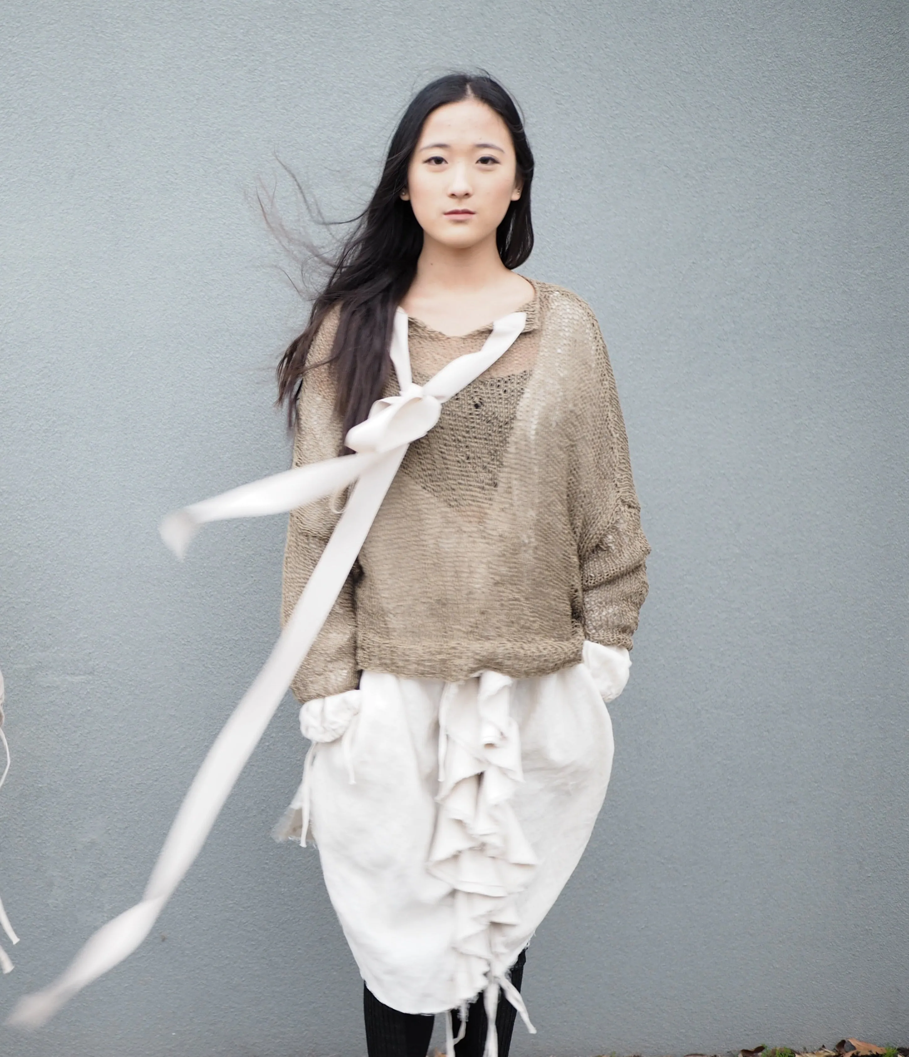 Amano handknit linen batwing sweater