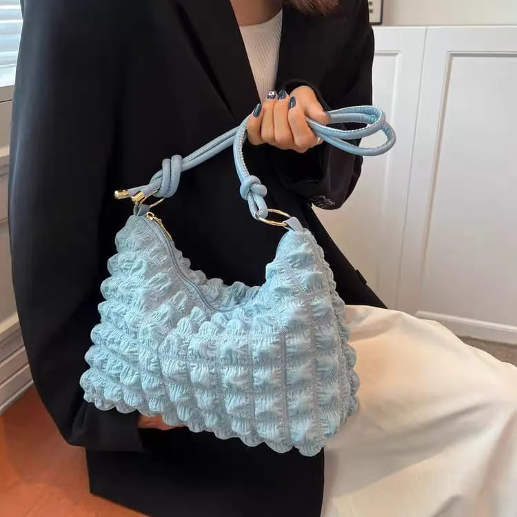 Bubble Wrinkle Large Cloud Shoulder/Hand Bag