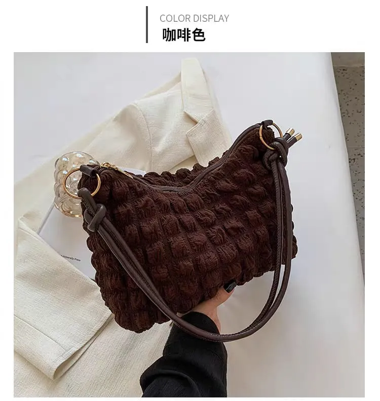 Bubble Wrinkle Large Cloud Shoulder/Hand Bag