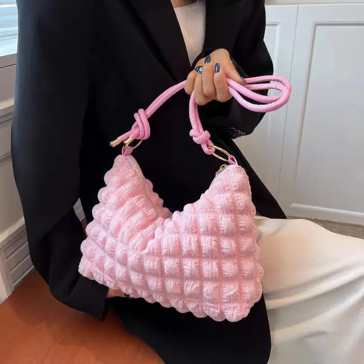 Bubble Wrinkle Large Cloud Shoulder/Hand Bag