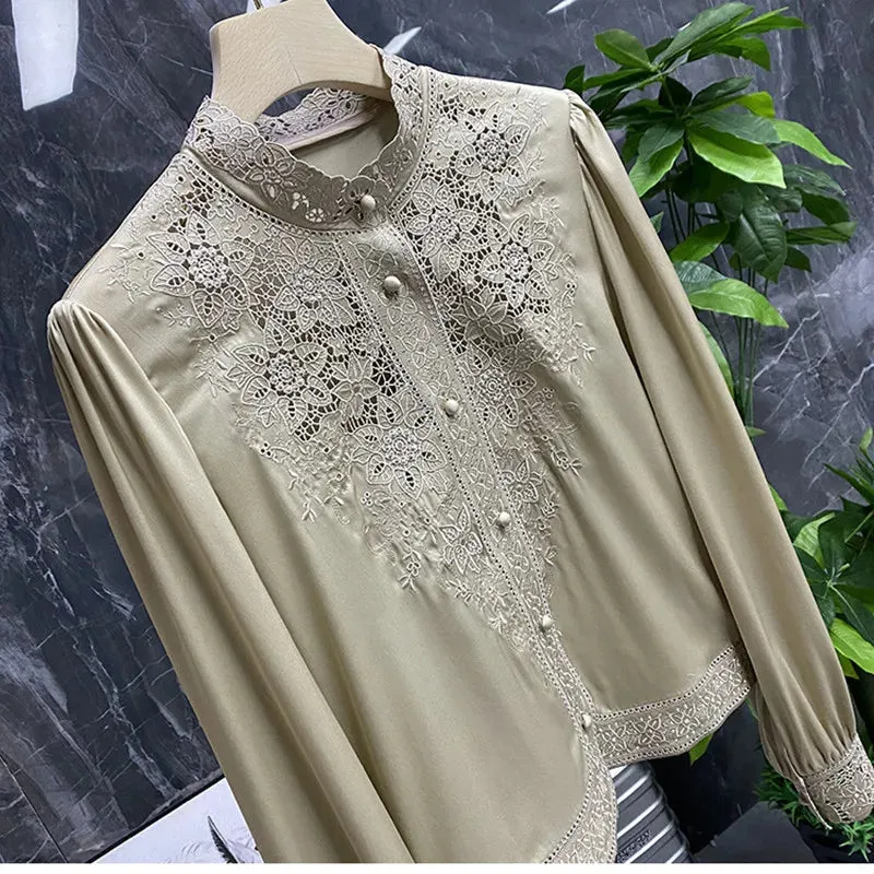 Celeste - Fashionable Embroidered Long Sleeve Blouse for Women