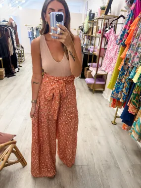 Coral Boho Wide Leg Pants