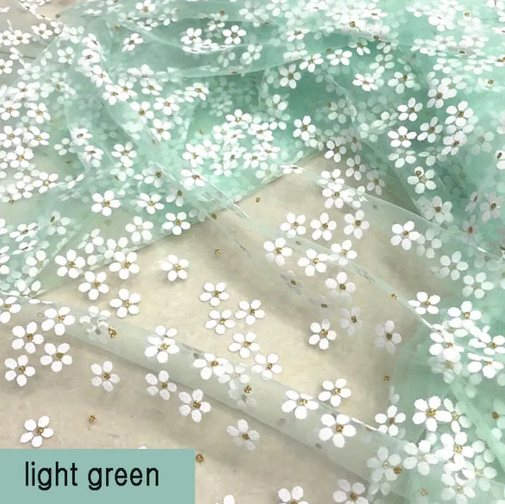 Daisy Flower Tulle Lace Fabric Soft Floral Daisy Embroidered Fabric Dress Bridal Veil Floral Fabric -  Dance Costume Prom Wedding Dress