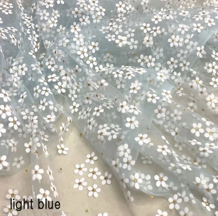 Daisy Flower Tulle Lace Fabric Soft Floral Daisy Embroidered Fabric Dress Bridal Veil Floral Fabric -  Dance Costume Prom Wedding Dress