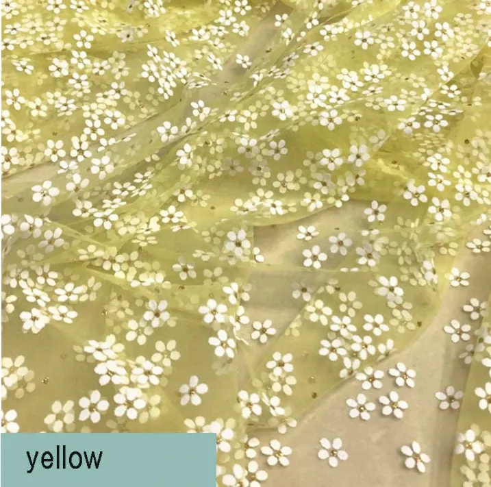 Daisy Flower Tulle Lace Fabric Soft Floral Daisy Embroidered Fabric Dress Bridal Veil Floral Fabric -  Dance Costume Prom Wedding Dress