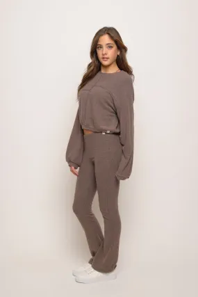 Hacci Rib Wide Leg Pant - Mink