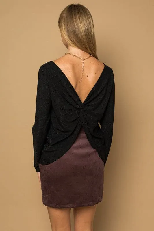 Lacey Back Twist Glitter Top