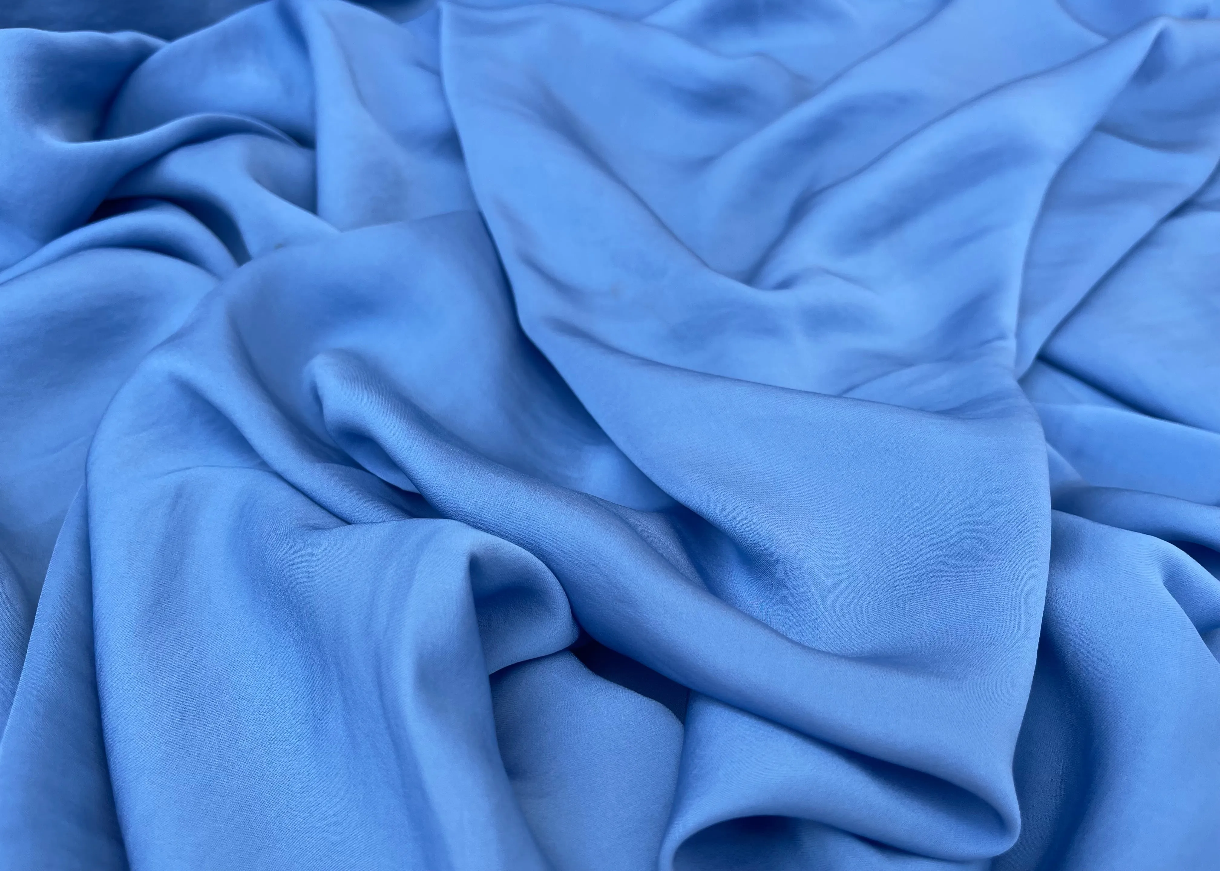 Lightweight  satin fabric by the yard - Cool blue  solid color