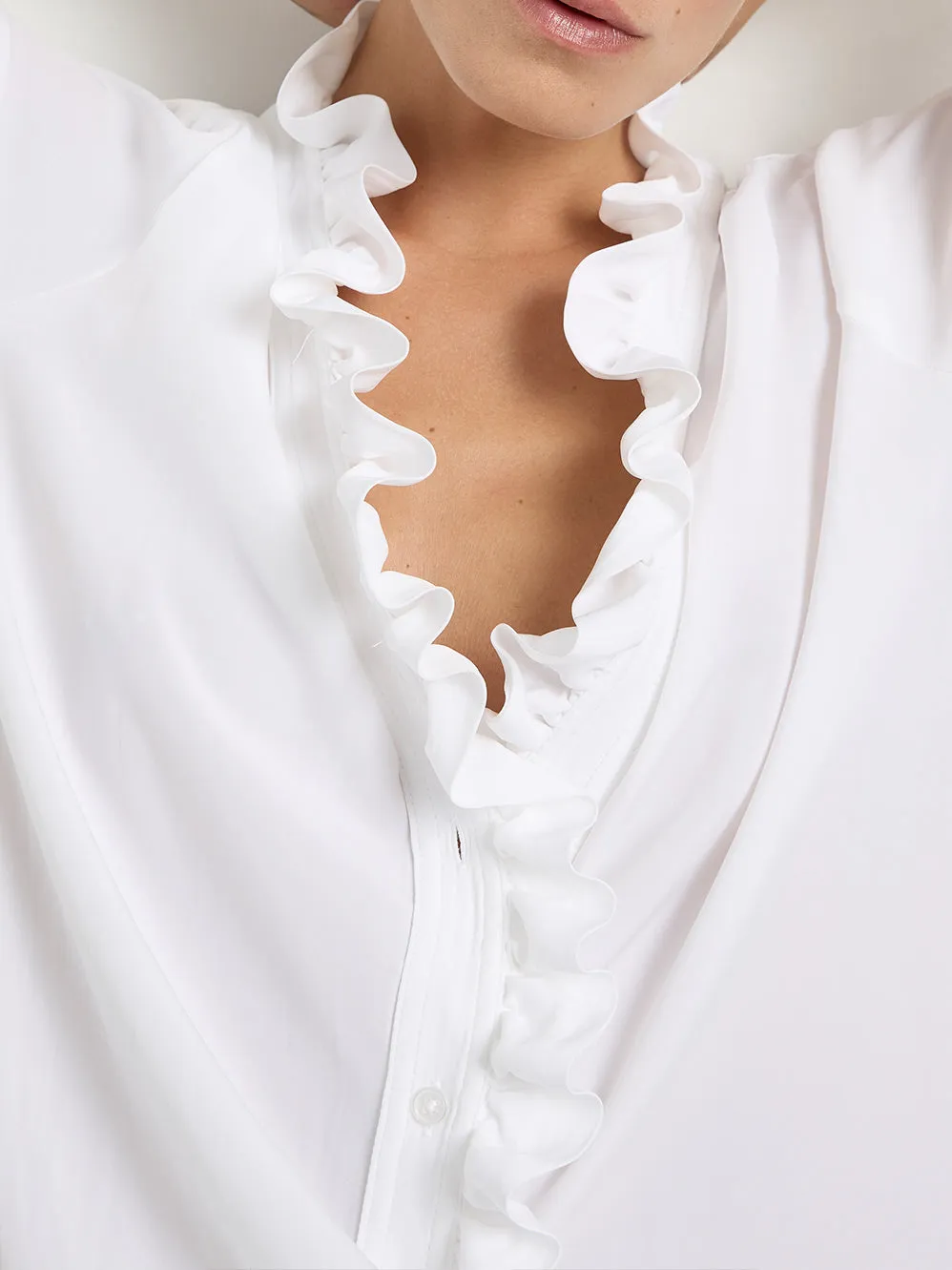 MELA PURDIE FRILL NECK BLOUSE