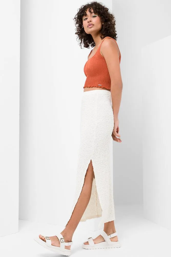 Midi Textured Skirt White