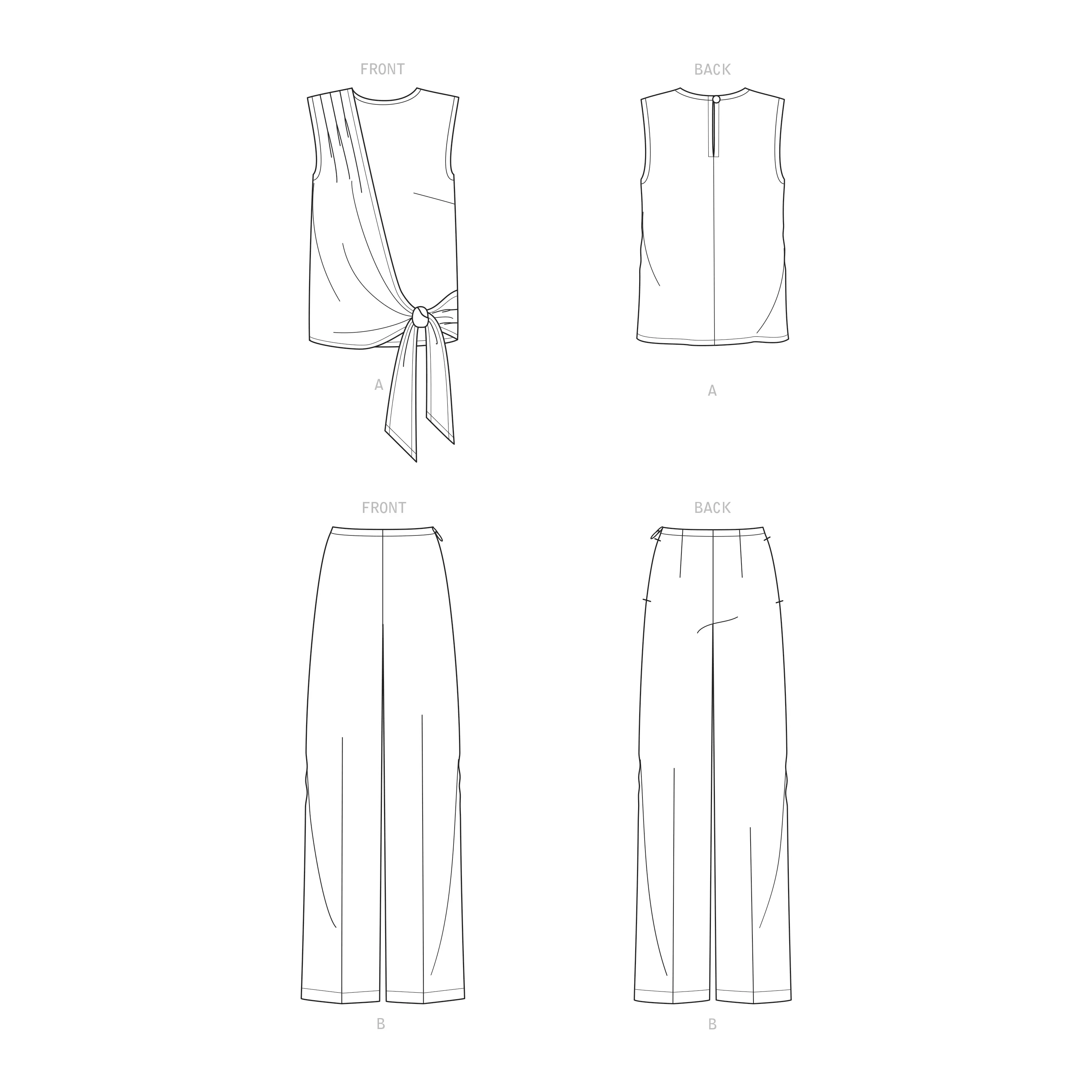 New Look Sewing Pattern N6662 - Misses' Drape Top & Wide Leg Pants