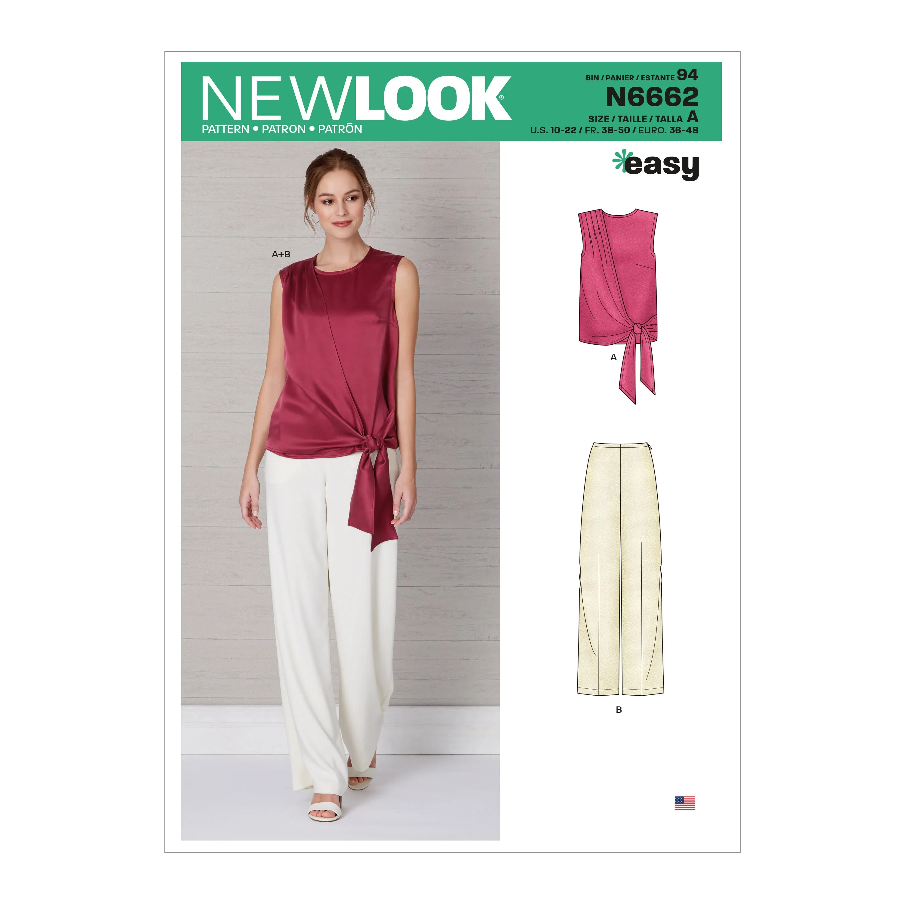 New Look Sewing Pattern N6662 - Misses' Drape Top & Wide Leg Pants