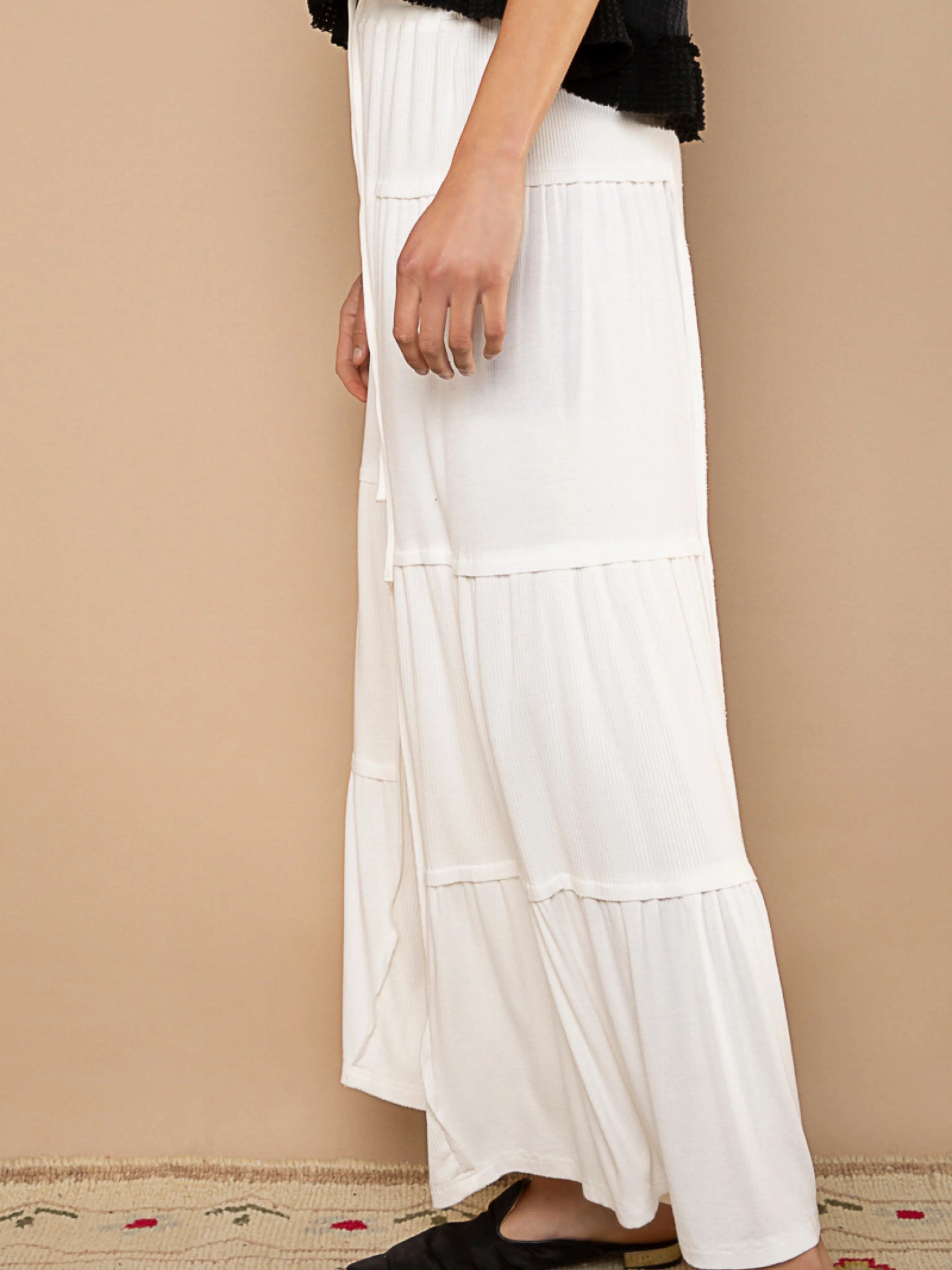 Patchwork Ribbed Wide Leg Pants