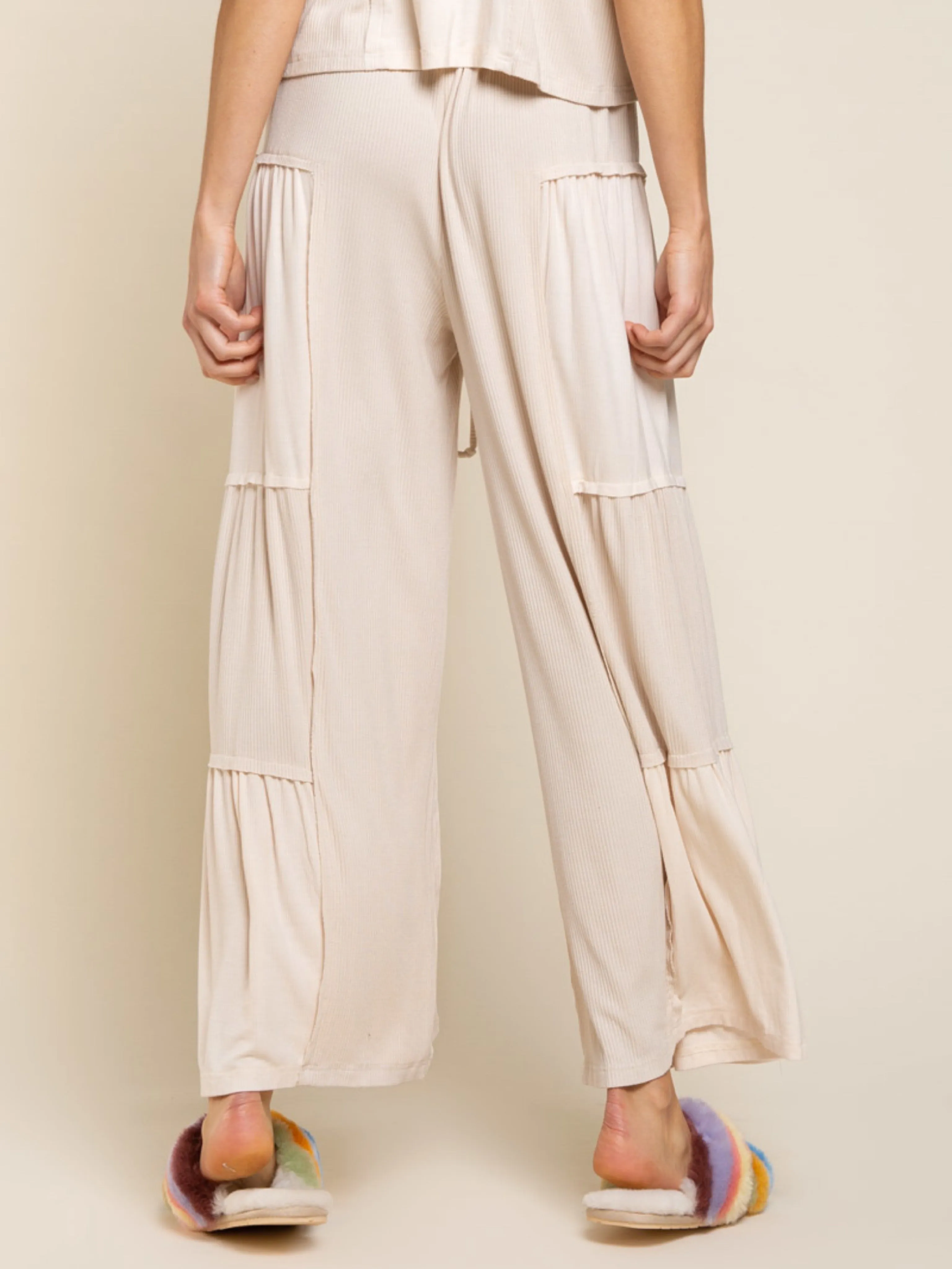 Patchwork Ribbed Wide Leg Pants