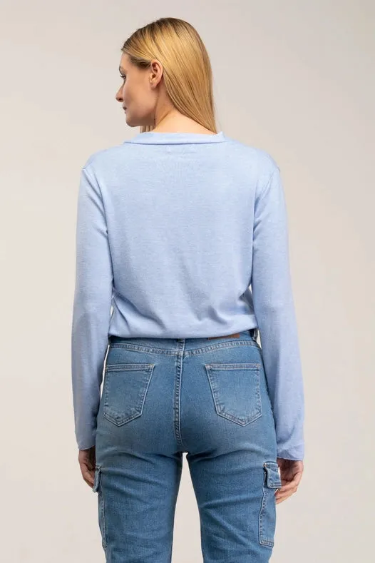 Short Knitted Jacket With Buttons Blue