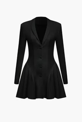 Solid V Neckline Mini Elbise