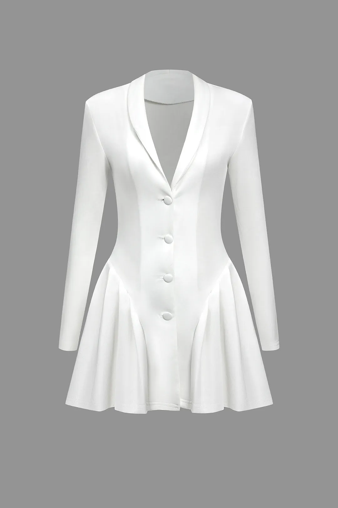 Solid V Neckline Mini Elbise