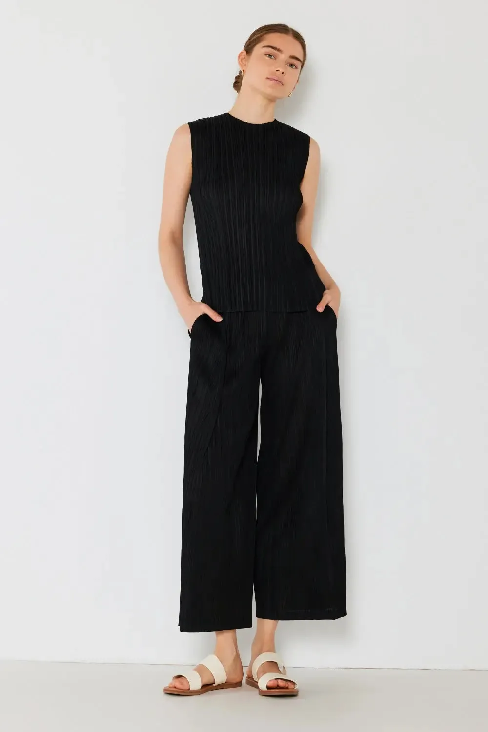 Women's Pleated Pants, Wide Leg with Side Pleat