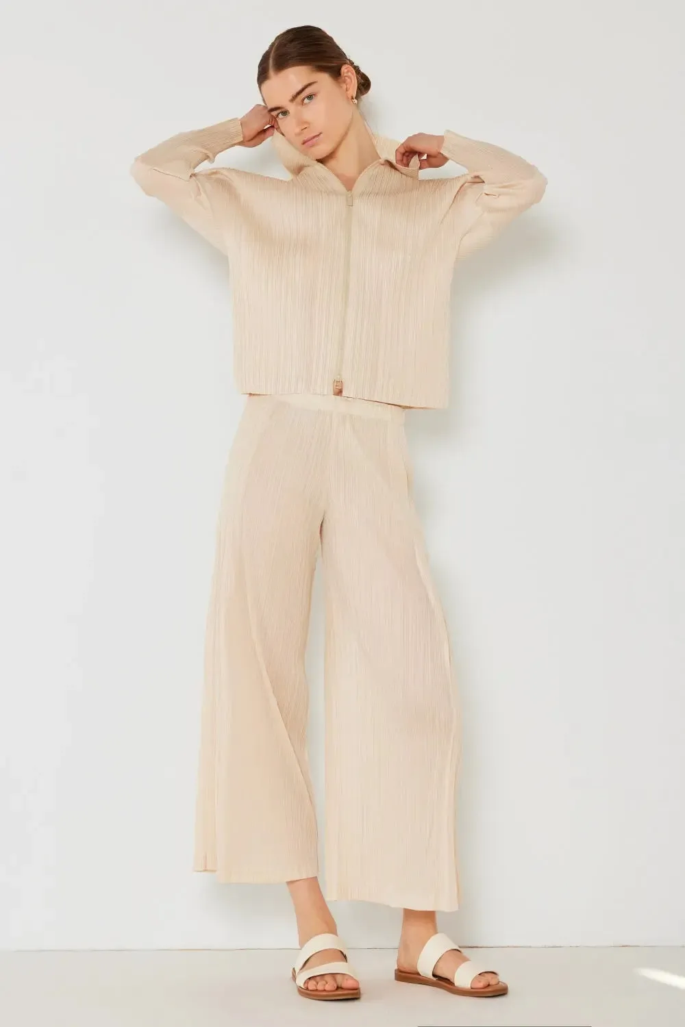 Women's Pleated Pants, Wide Leg with Side Pleat
