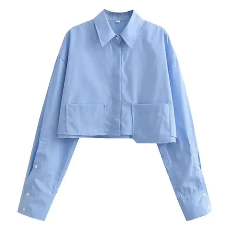 Women's Striped Long-Sleeve Button-Up Blouse